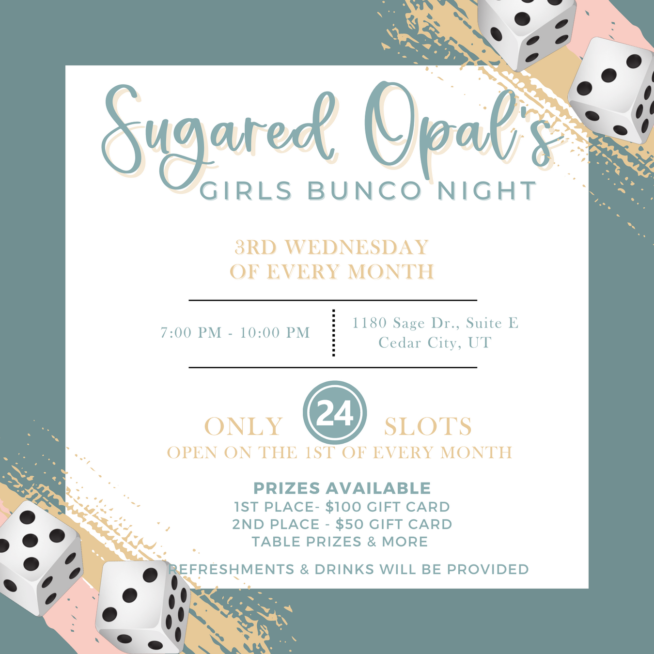 Sugared Opal Girls Bunco Night