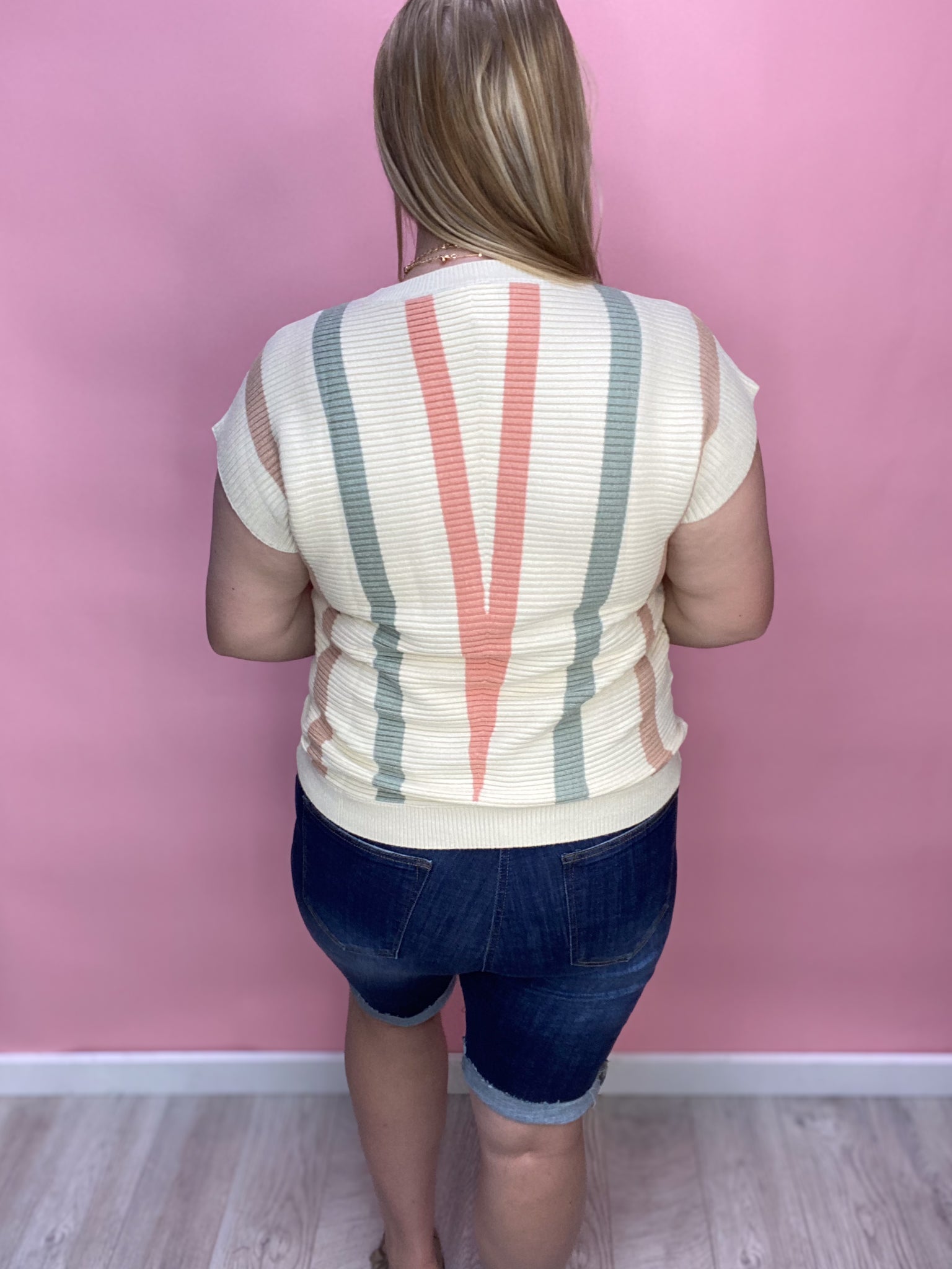 Hallie Multi Color Chevron Striped Top