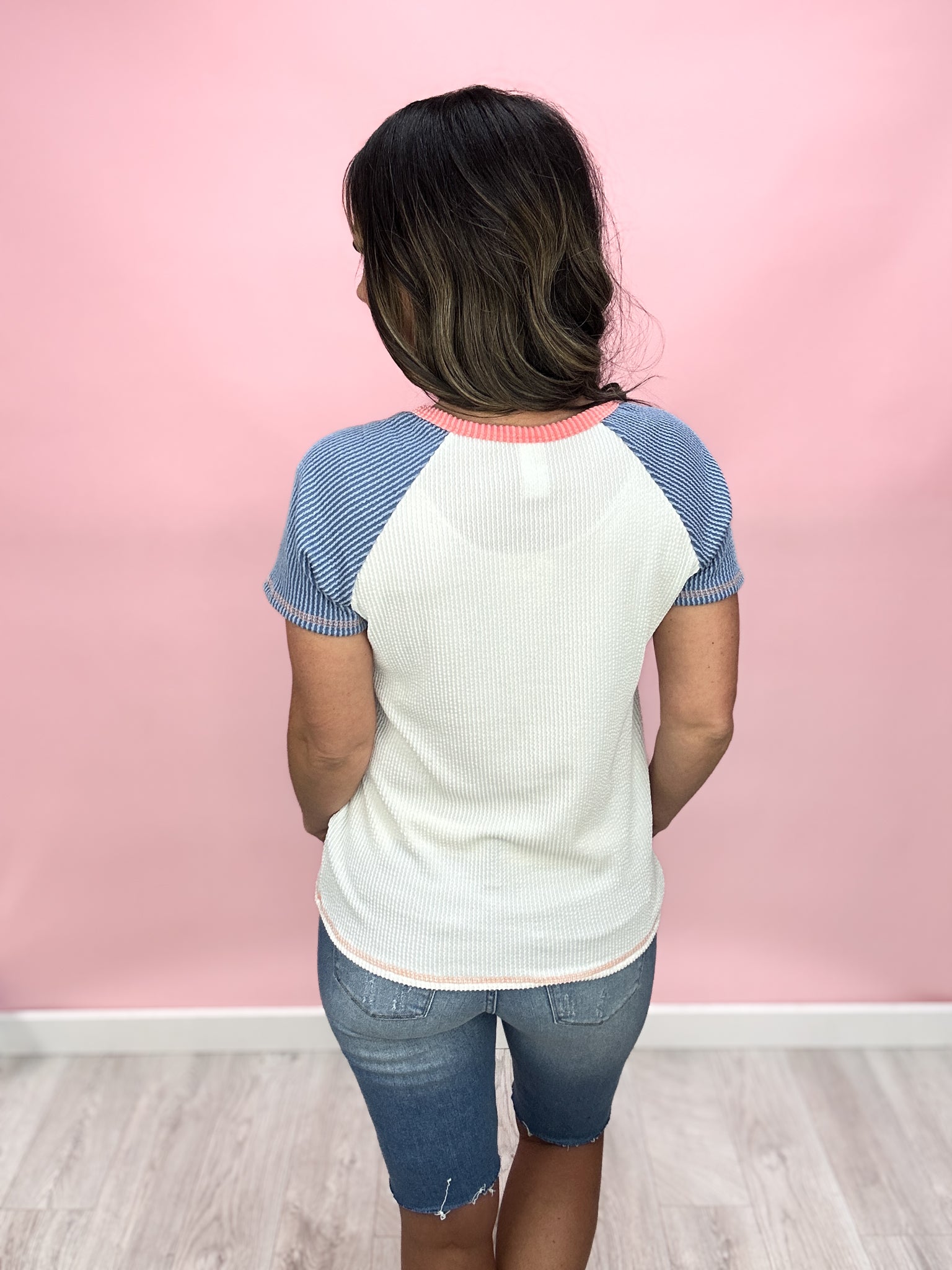 Burnett Rib Color Block Henley Top