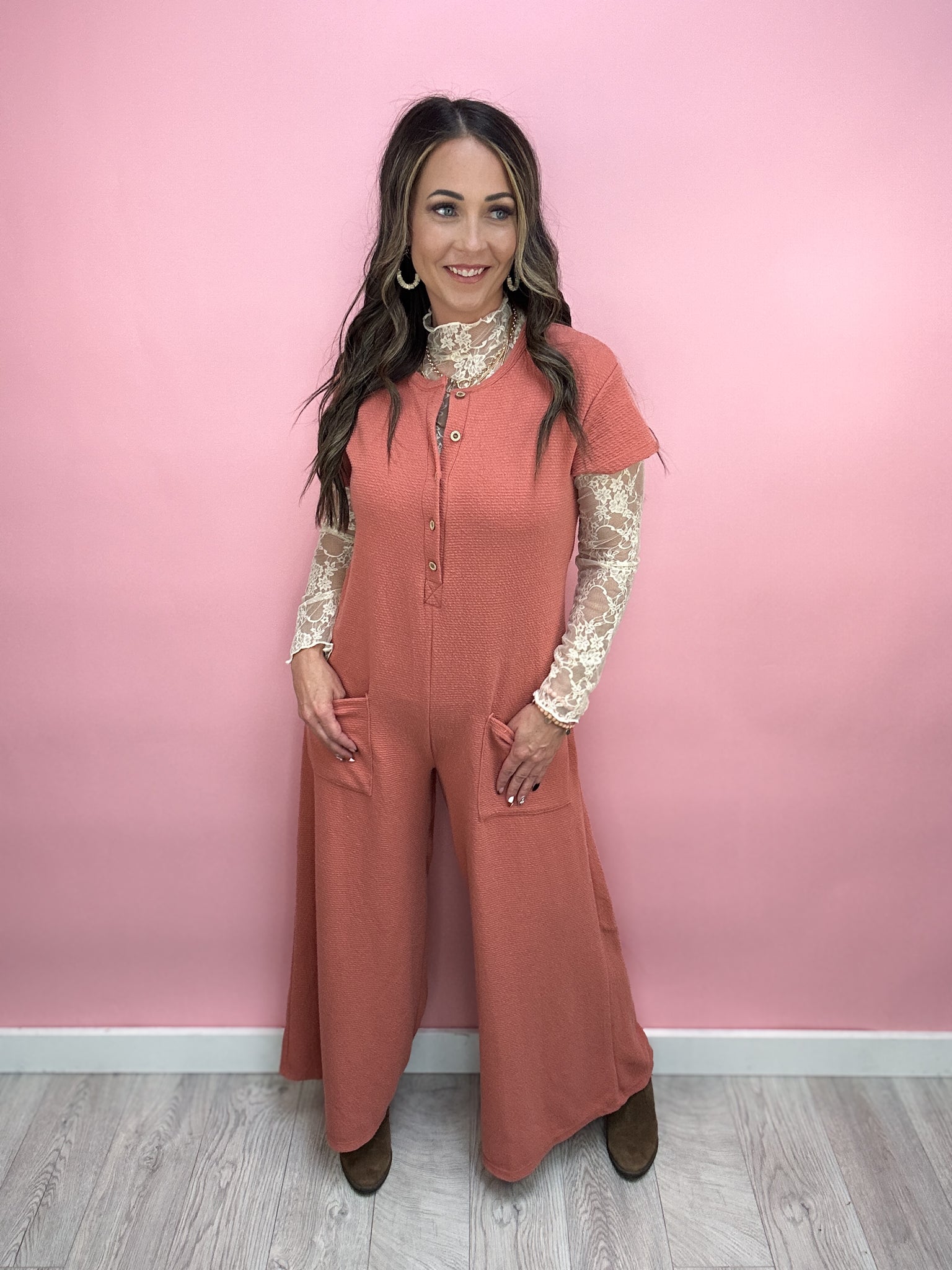 Adeline Textured Wide Leg Jumpsuit