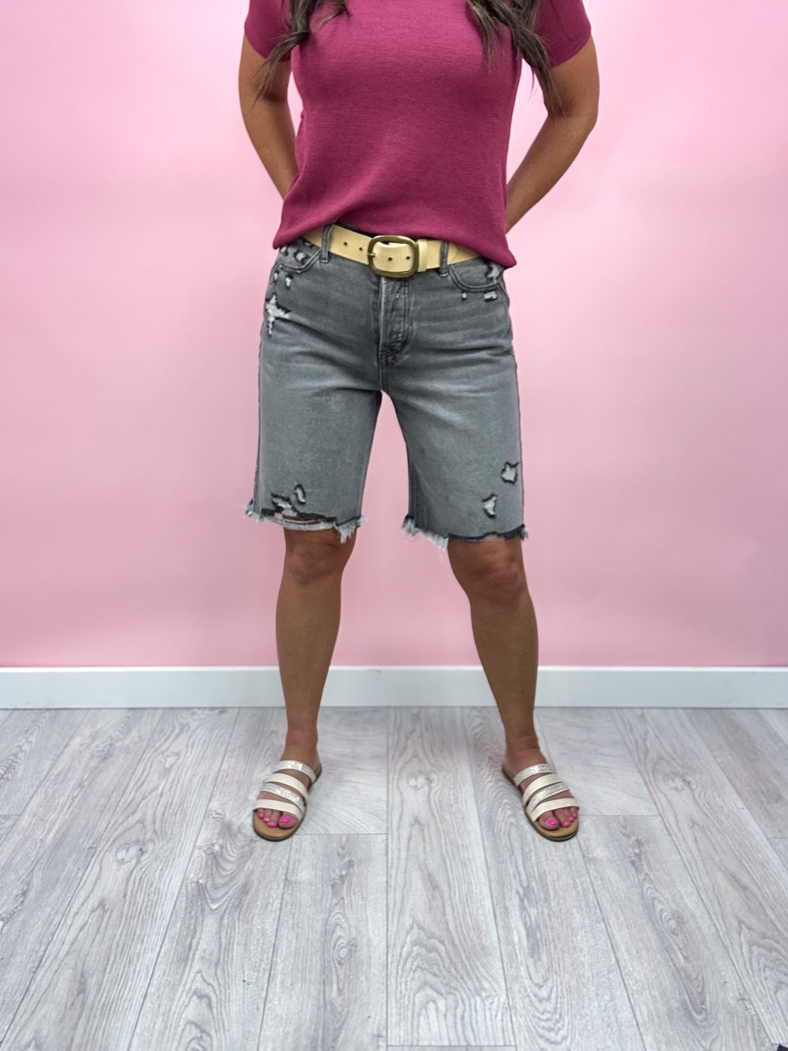 Thorton Distressed Bermuda Shorts