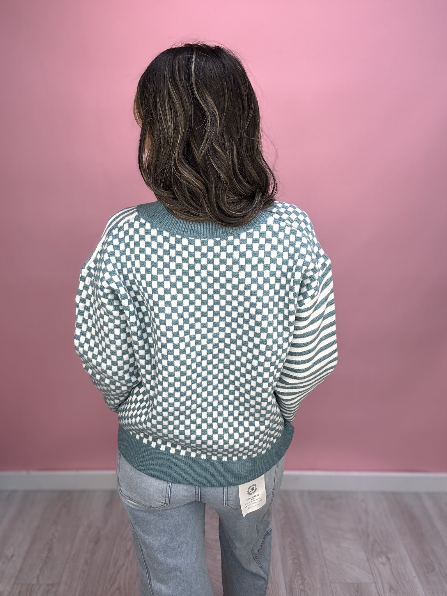 Tara Checker Pattern Sweater