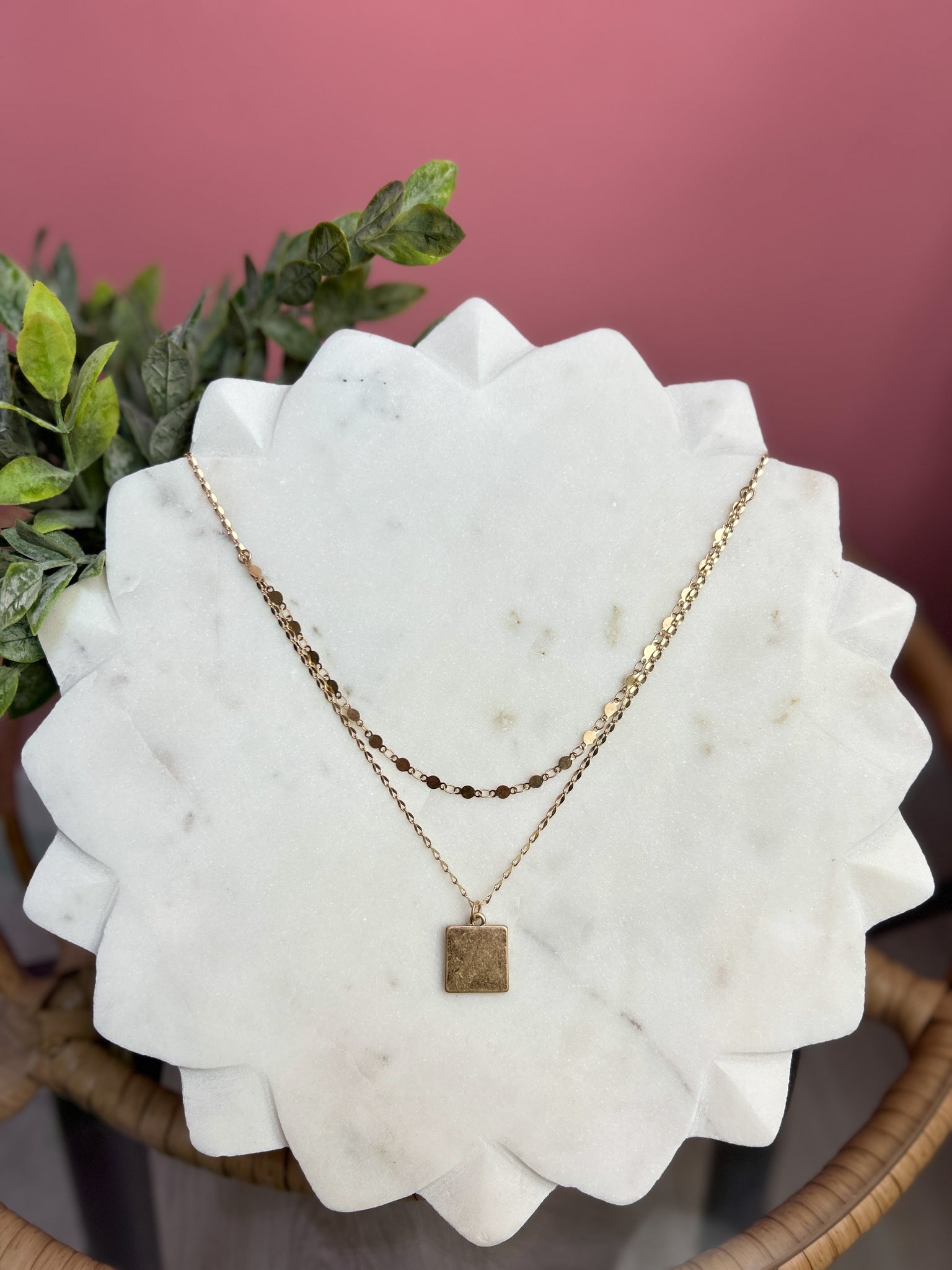 Kirk Square Charm Layered Necklace