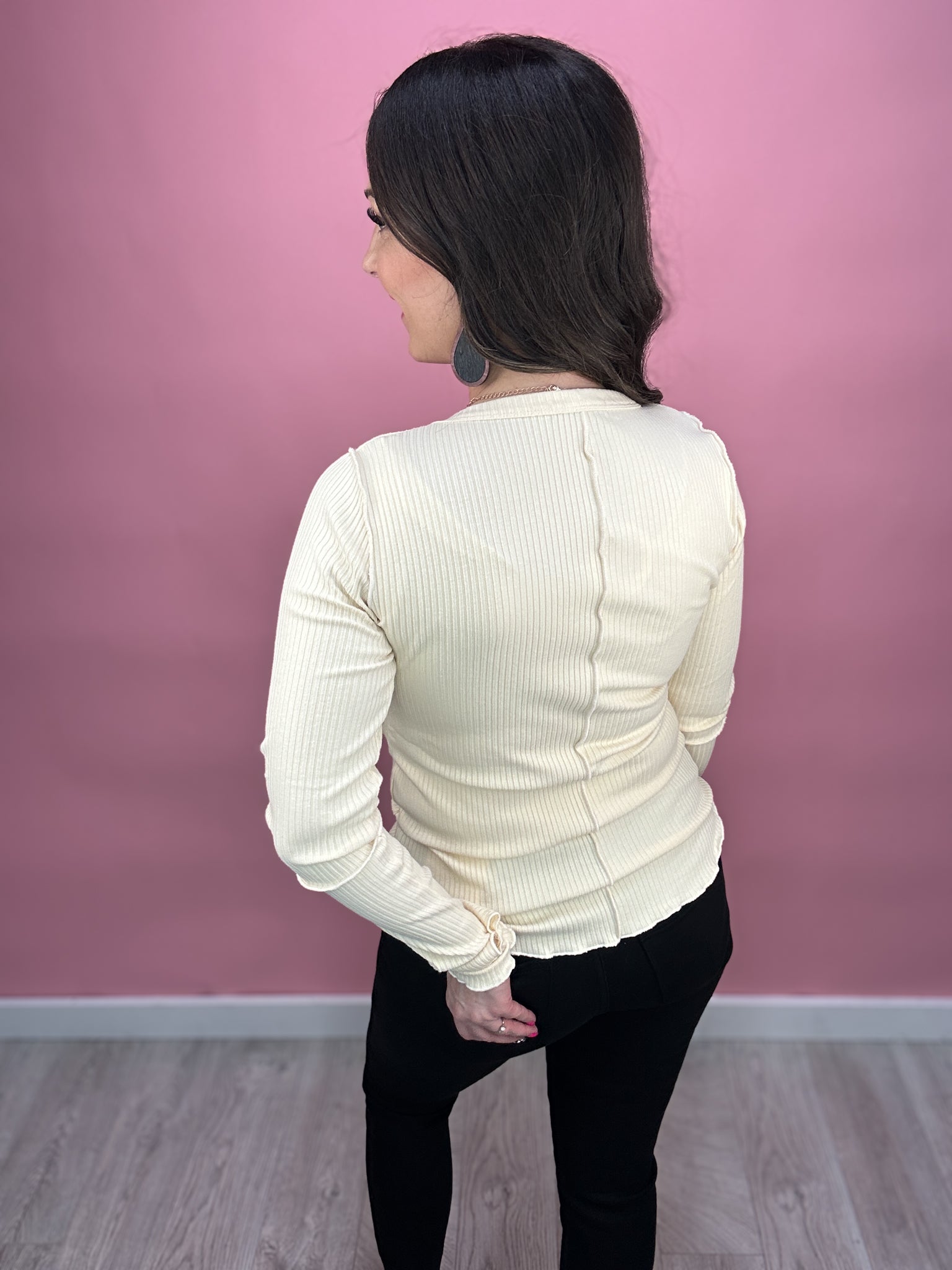 Perry Crew Neck Ribbed Top