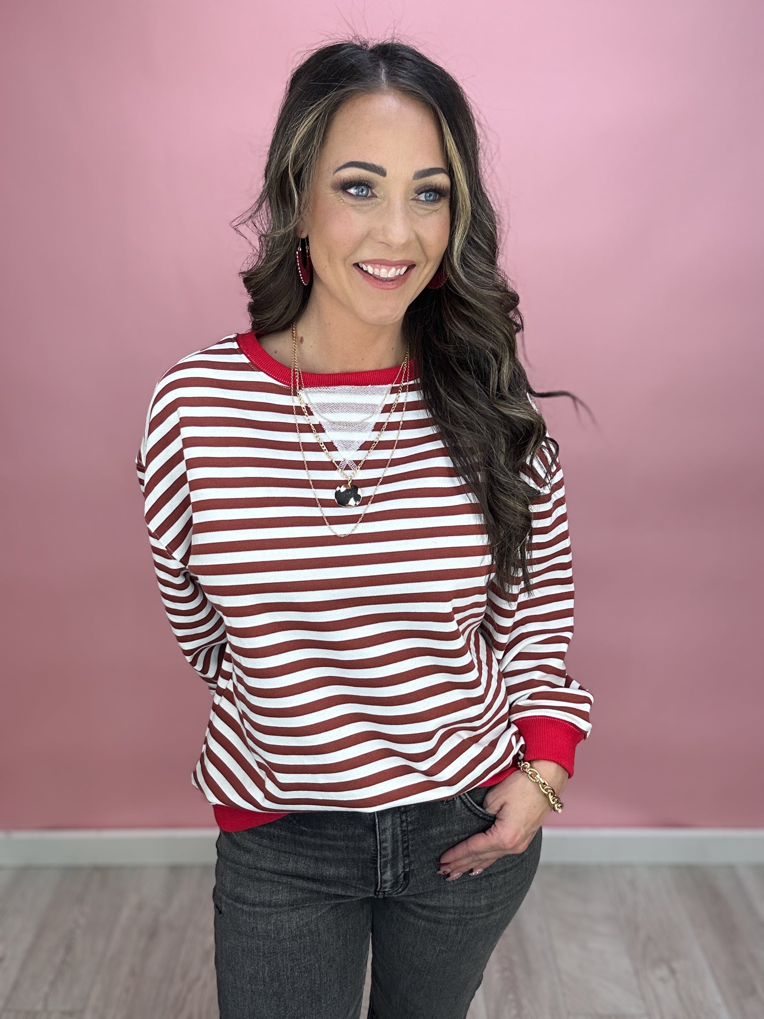 Alana Oversized Striped Pullover